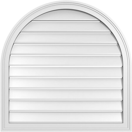 Ekena Millwork Round Top Surface Mount PVC Gable Vent: Functional, w/ 2"W x 1-1/2"P Brickmould Frame, 32"W x 32"H GVPRT32X3202SF